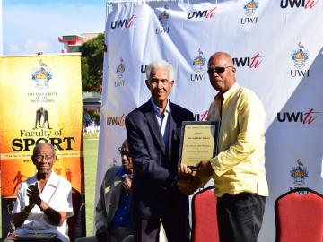 UWI Photo Archives - February 17, 2019. Sir Garfield Sobers honoured as a UWI Vice-Chancellor’s XI ‘Immortal’ by Vice-Chancellor Professor Sir Hilary Beckles